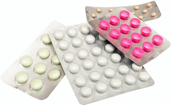 packets of antibiotic pills