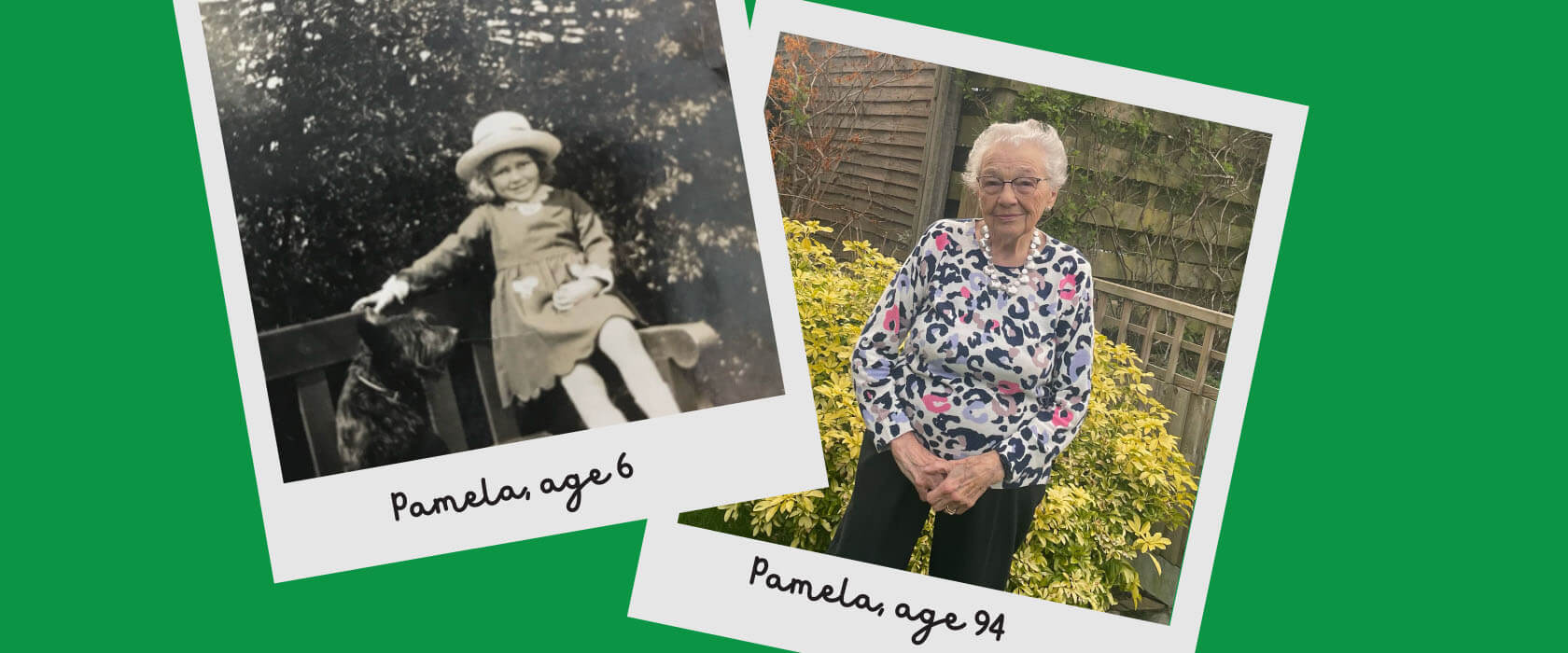 photographs of Pamela Stean aged 6 and 94